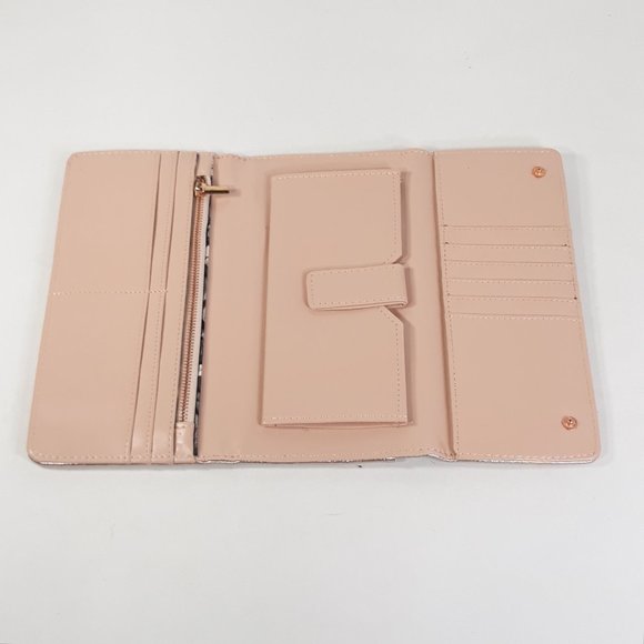 Adrienne Vittadini Metallic Peach Trifold Wallet - Picture 3 of 14